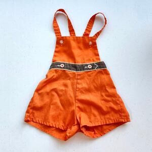 Vintage orange overall shorties Sz 3M to 12M